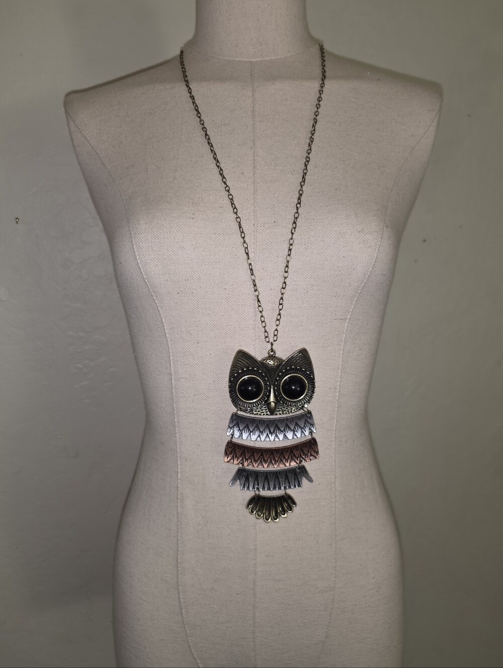 Claires New Large Dangle Owl Pendant Necklace